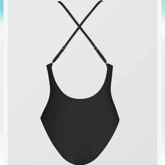 Cupshe One-Piece Bathing suit, Deep V front - black - Picture 6 of 16